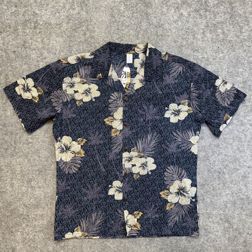 Palmwave Aloha Shirt Mens XL Navy NEW Hibiscus Floral Cotton Tropical C90-A5068